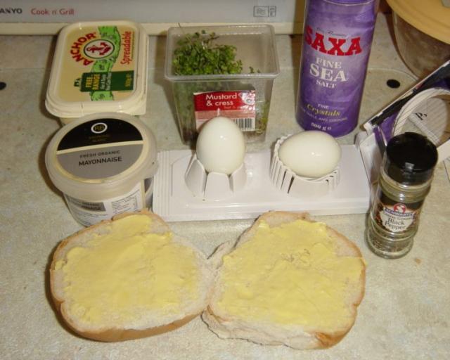 Making a perfect Egg Butty - The basic ingredients.