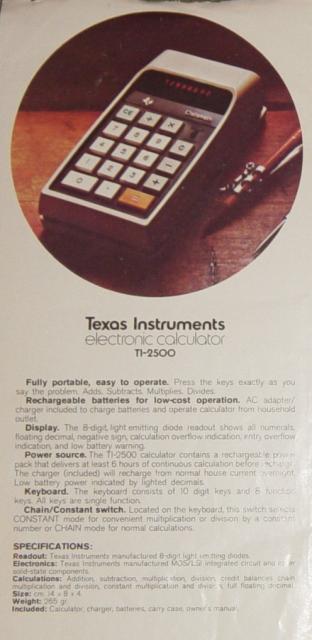 1972: Texas Instruments TI-2500-Datamath-advert