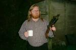 Pete with an Tea and an Uzi